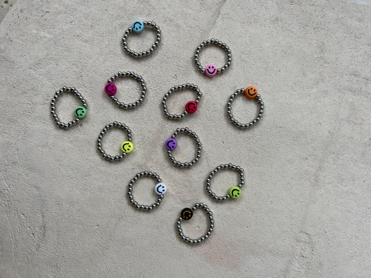 HAPPY FACE RING SILVER